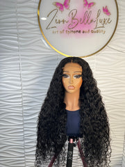 Fairy Unit: Human Hair Wig: Curly Hair: Lace Front Wig: Long Black Curly Wig: Black Wig, Deep waves Wig.